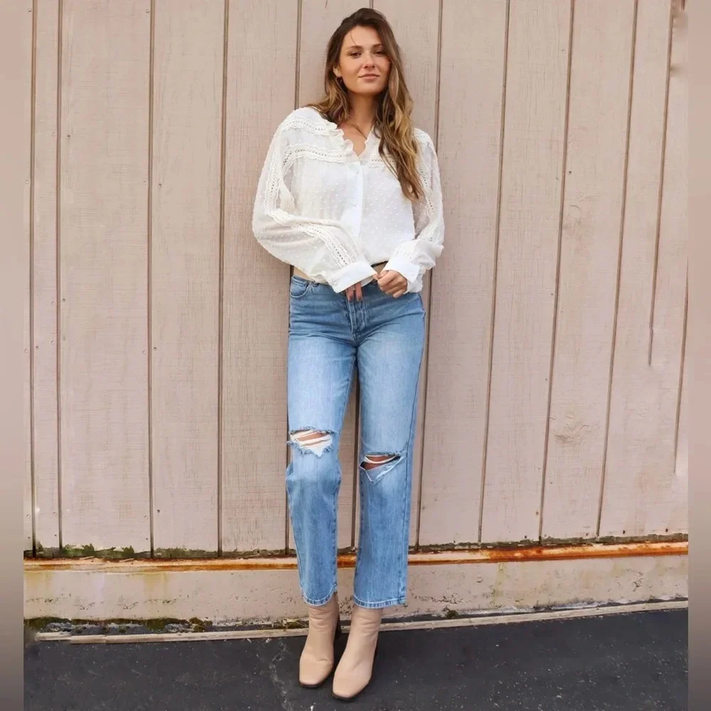Blank NYC The Howard Mid-Rise Loose‎ Fit Organic Cotton Button Fly Jeans Size 30 - Picture 3 of 16